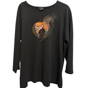 Sabaku Artwear Horse Graphic Shirt Women's M Black Artsy Long Sleeve Top USA